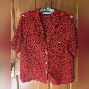 Chaus Red and Black Geometric Shirt